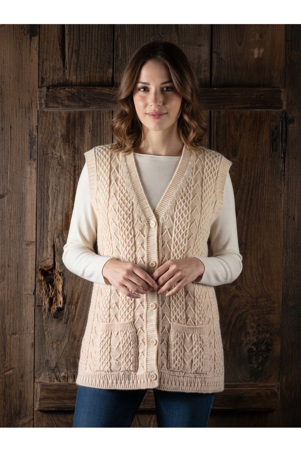 Mother's Vest Classic Knitted Wool Cotton Blend
