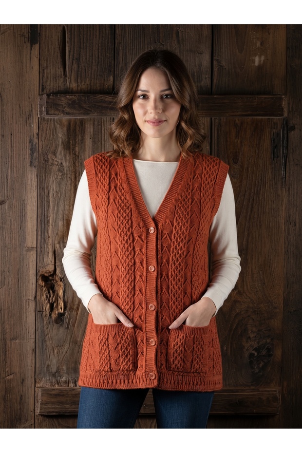 Mother's Vest Classic Knitted Wool Cotton Blend