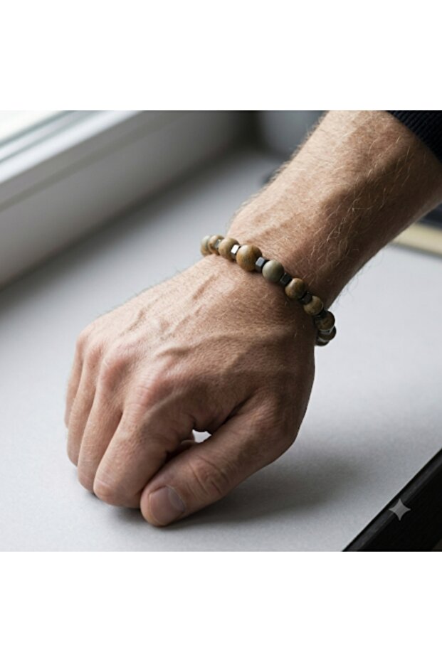 Hematite and Labradorite Natural Stone Men's Bracelet