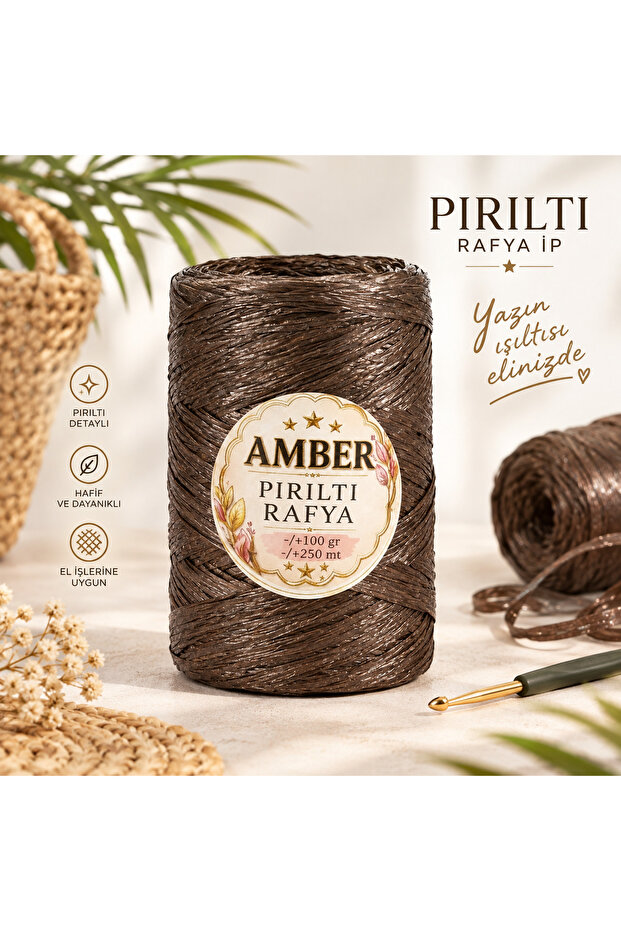Amber Shimmer Raffia Yarn 100 Gr 250 Mt 1 Roll