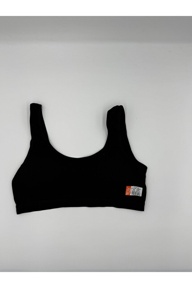 Black Ribbed Thick Strap Padded Bralette Bra
