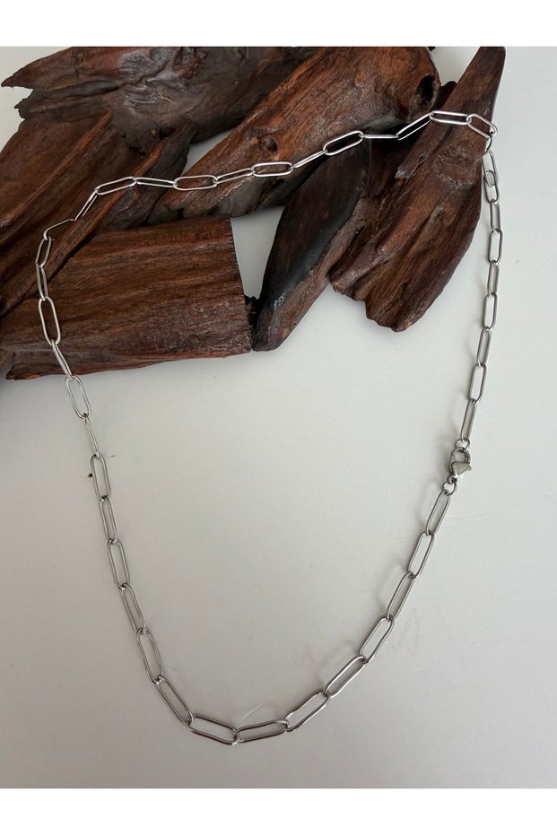 Top Segment Casual Paperclip Steel Chain Necklace 55 cm Steel Chain Men's Necklace Men's Steel Chain Necklace