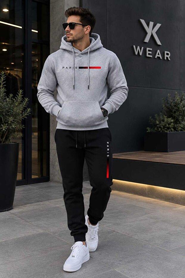 Thin Printed Hooded Tracksuit for Women / Men