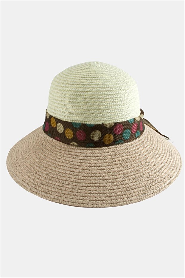 Straw Hat with Spotted Bow