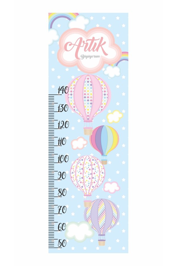 Children's Room Height Chart Colorful Balloons Theme Self-Adhesive Wall Sticker Height Gauge