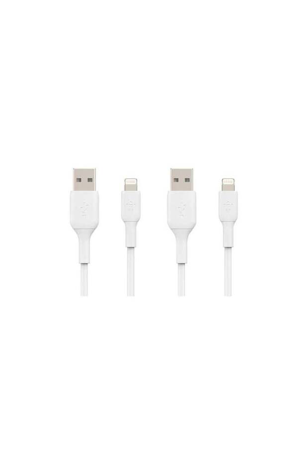 بيلكن بندل 2 كابل Lightning إلى USB-A بطول 1 m لكل كابل، شحن ونقل بيانات حتى 480 Mbps لأجهزة Apple و