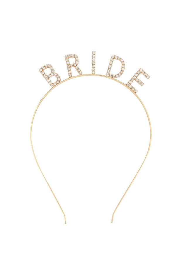 Gold Color Bachelorette Crystal Stone Bride Crown Imported 16X10 cm