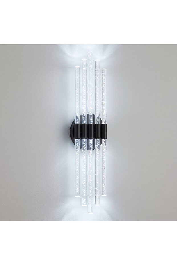 Bhbackhome Aura Medium 39 cm Modern Design Led Sconce - Wall Lamp - Black Case - White Led - Battery Operated