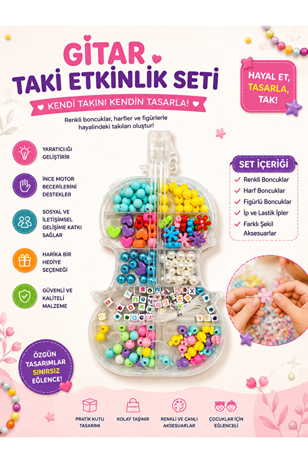 Guitar Figured Jewelry Activity Set – Bead and Letter Bead Design Kit