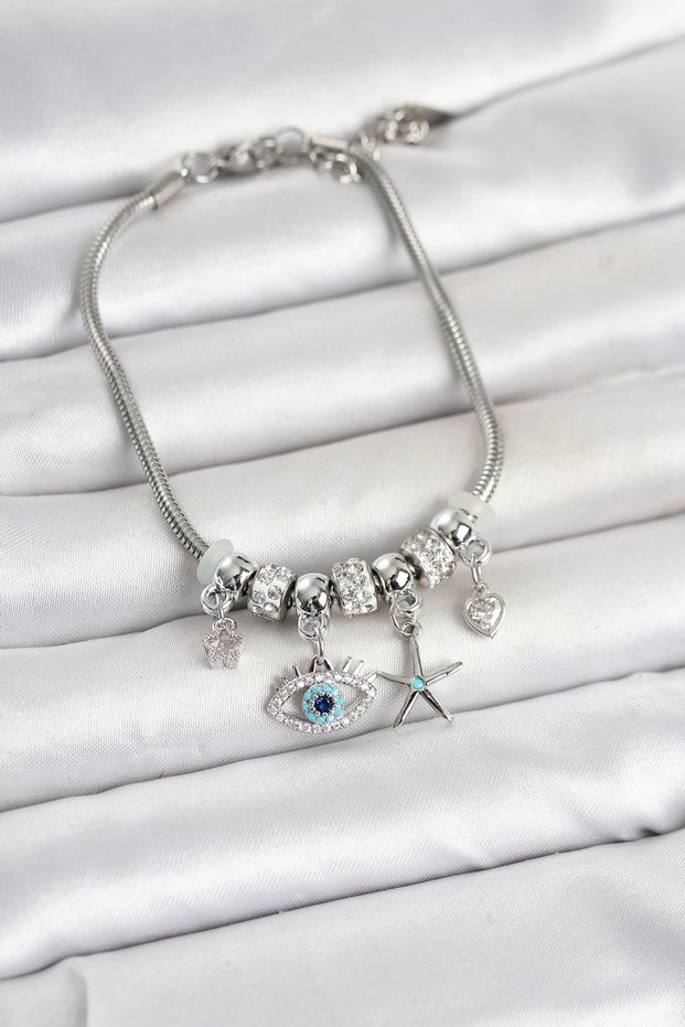 Brass Silver Color Eye Model Charm Women's Bracelet Tj-Bb8447