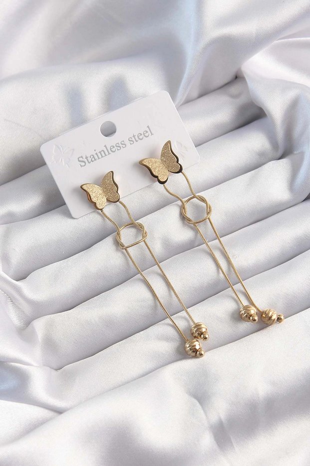 316l steel gold color dangle knot model earrings - tj-bkp9496