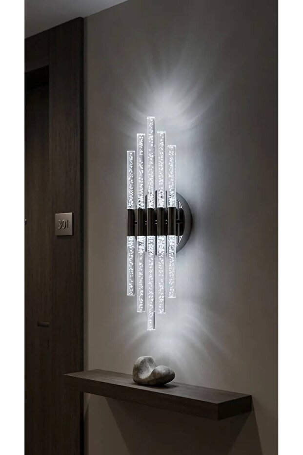 Bhbackhome Aura Large 51 cm Modern Design Led Sconce - Wall Lamp - Silver Case - White Led - Battery Operated