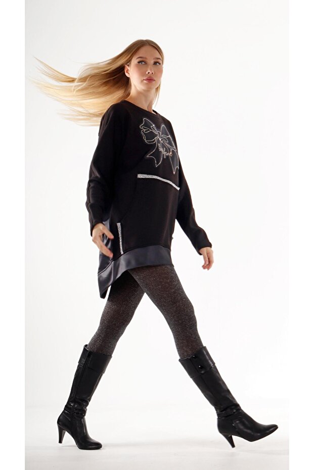 Sch Taslşı Garnished Tunic with Zipper on the Back