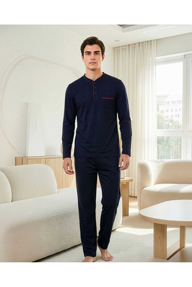 Three Button Men's Pajama Set 44019