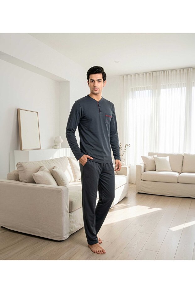 Three Button Men's Pajama Set 44019