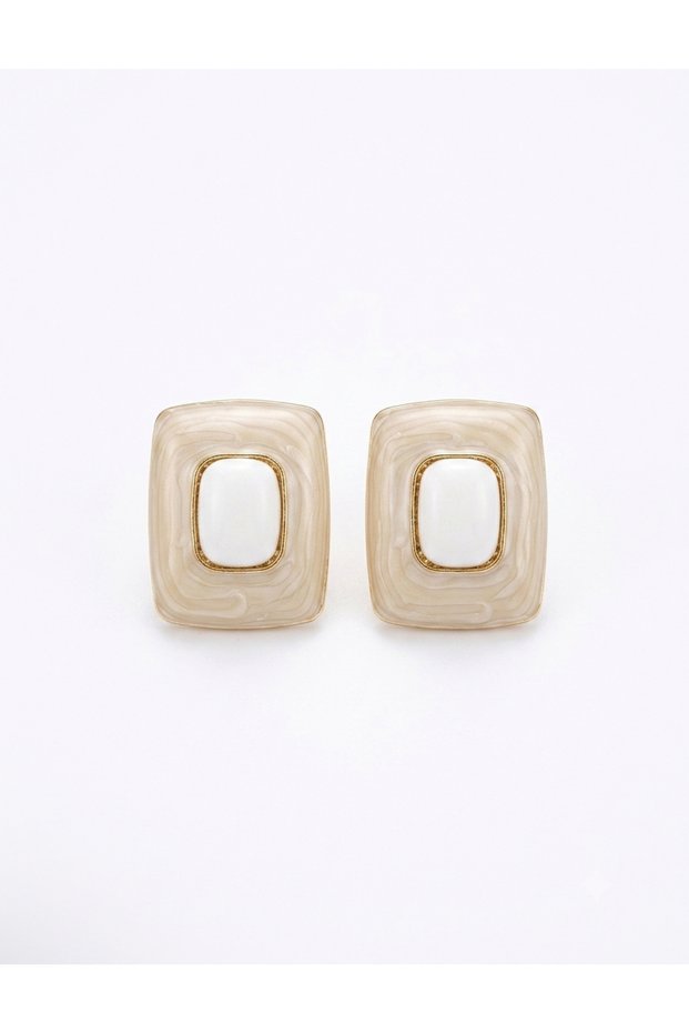 Women's Cream Color Plate Earrings Non-Tarnish Stainless Gift Boxed Women's Earrings