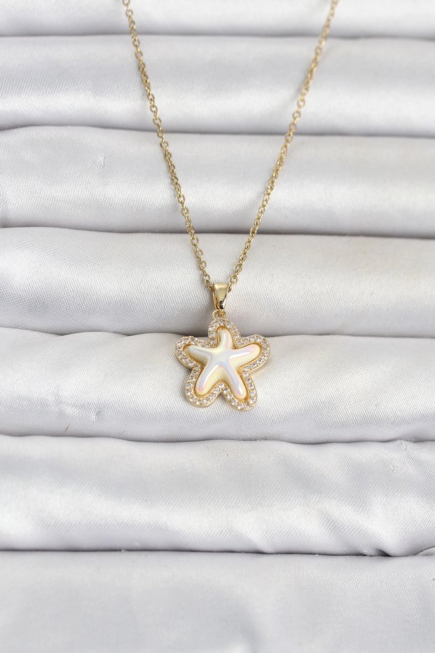 316L Steel Chain Gold Color Starfish Model Women's Necklace Tj-Bko11084