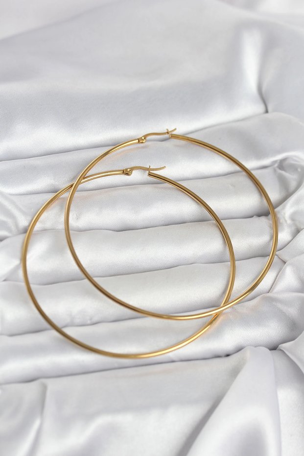 316L Steel Gold Color 80 mm Women's Hoop Earrings Tj-Bkp11688