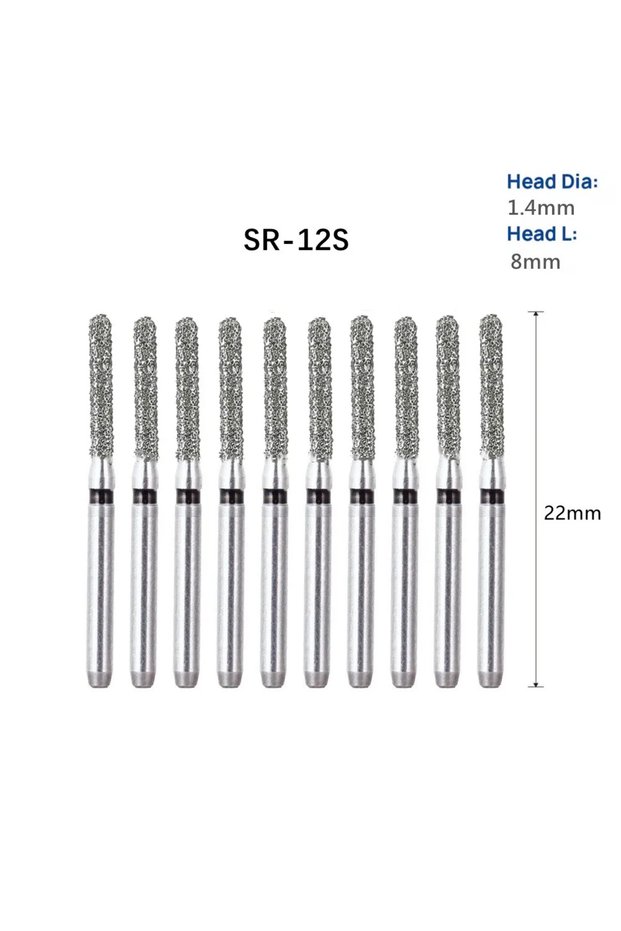 SR-12S 10 Pcs Dental Diamond Burs FG 1.6mm for High Speed Handpiece Tooth Separator Crown Cavity Pre