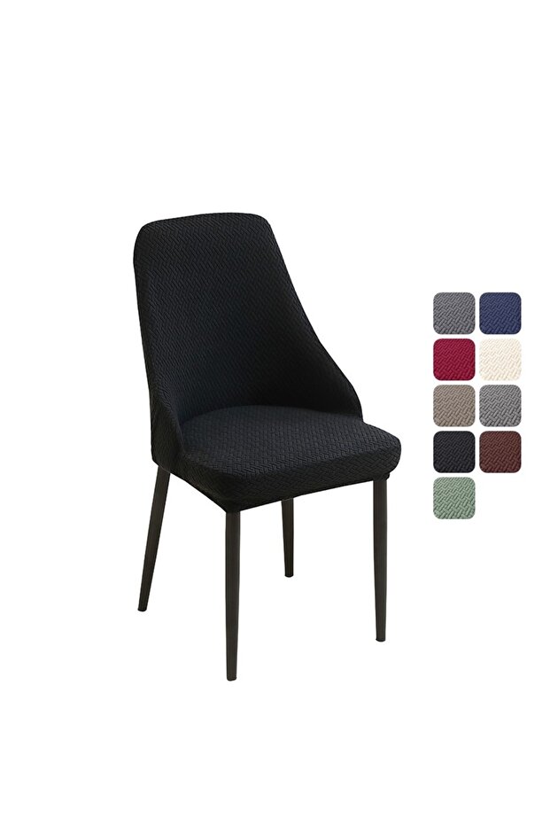 4pcs chair cover A4 Black 1/4/6pcs Jacquard Dining Chair Covers Stretch Curved Small Armchair Covers