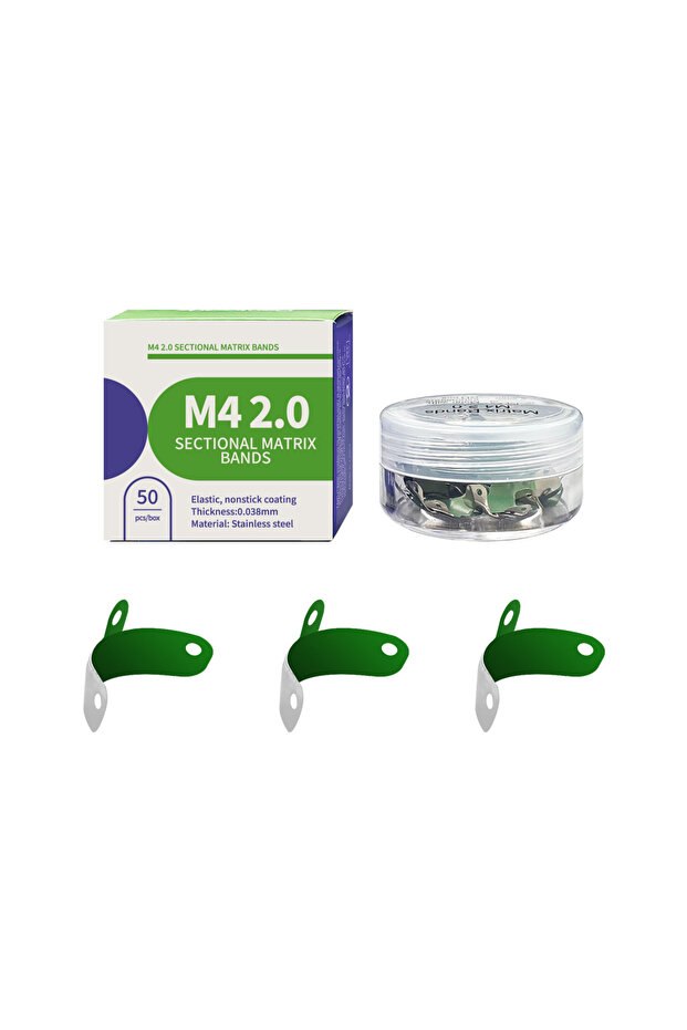 Premolar-4.5mm 50pcs Dental Sectional Matrix Bands M4 2.0 Non-Stick Coated Elastic Stainless Contour