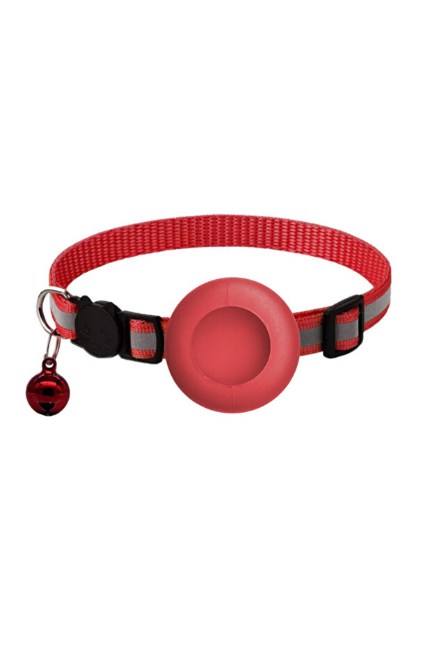 Red Airtag Cat Collar, Reflective Breakaway Safety Buckle with Bell, Adjustable Anti-Lost GPS Collar