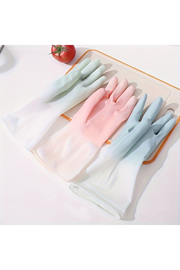 M 3 Pair 3 Pair Kitchen Cleaning Gloves Rubber Cleaning Latex Household Dishwashing Laundry Gloves D