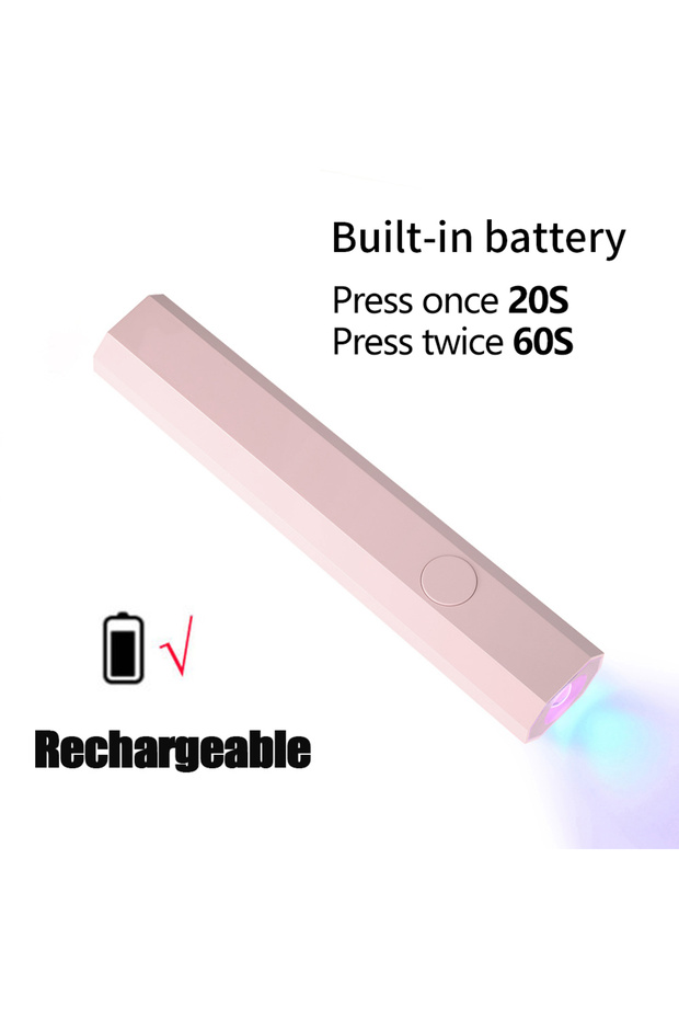 Pink Handheld UV/LED Light for Nails 3W Portable Mini UV Light for Gel Nail 2 Timer Setting LED Nail