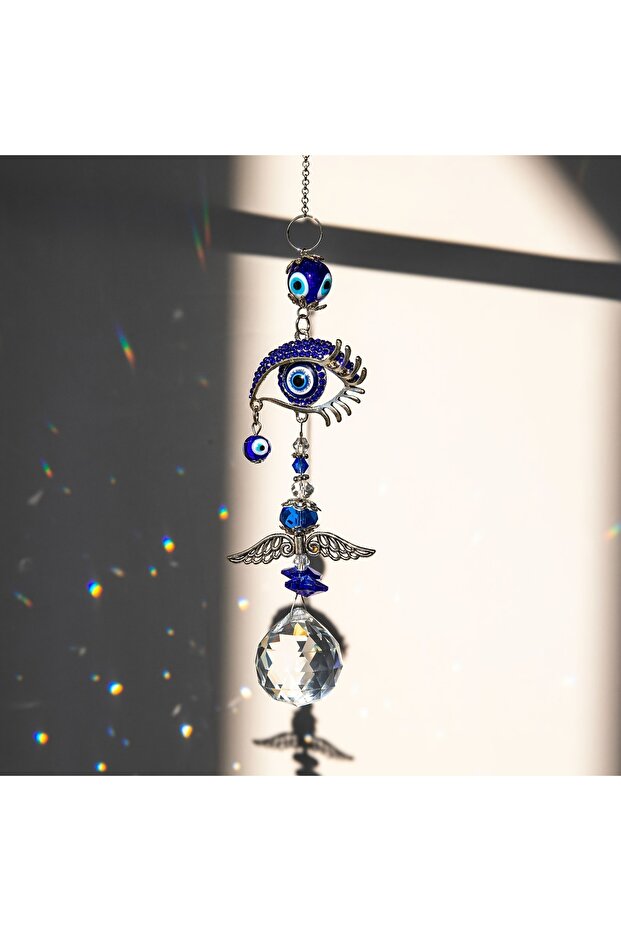 B 1pcs Evil Eye Suncatchers with Crystal Prism Balls for Window Hanging Sun Catcher Decor Blue Eyes