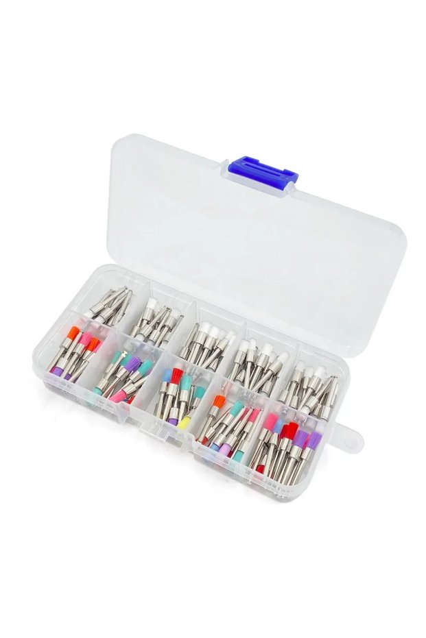 Flat Bicolour-100pcs 100pcs Dental Nylon Polishing Brushes Bowl Shape Colorful Dental Prophy Brush P