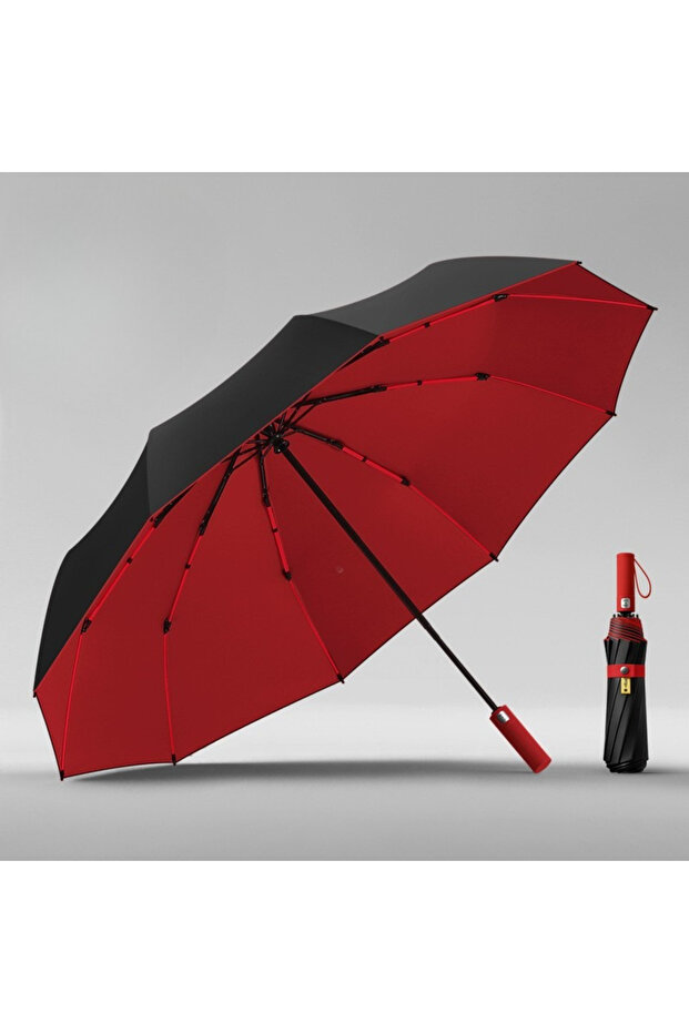 metal-fiber composite 10K Red 125CM Triple Fold Double Layer Double Keel Super Large Men Umbrella Su