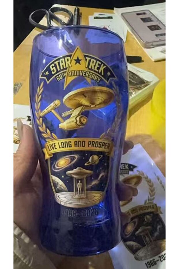 AS Star Trek USS Enterprise Themed Blue Beer Glass - 1966-2026 Collector's Edition Barware