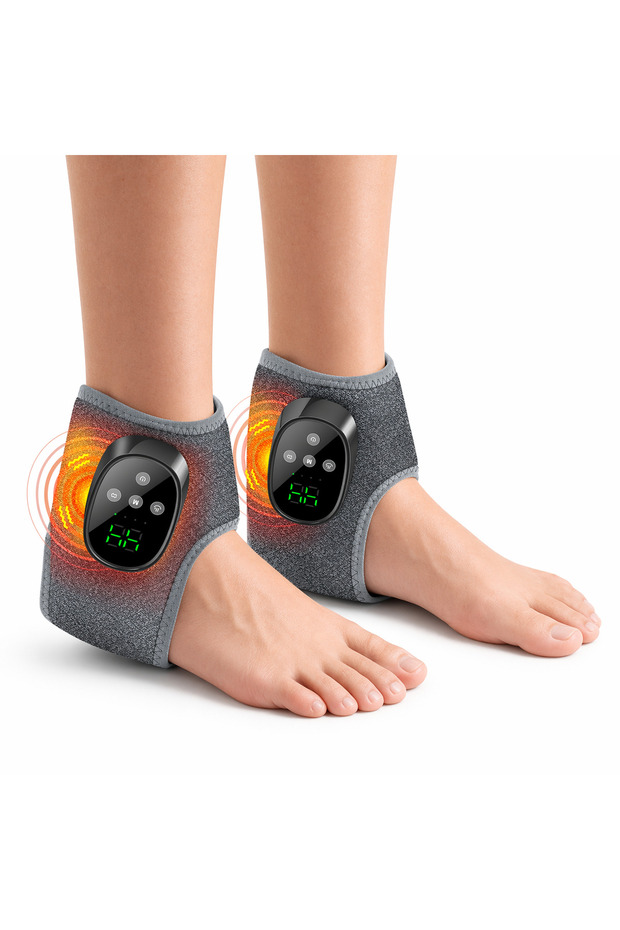 2pcs Electric Foot Massager Heated Vibration Cordless Ankle Wrap Portable Leg Care Relaxation Pad Fo