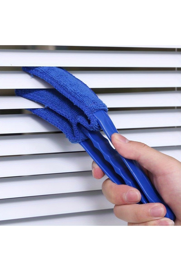 Blue 1pc Household Cleaning Brush Dead Corner Crevice Cleaning Wipe, Reusable Window Blind Cleaner