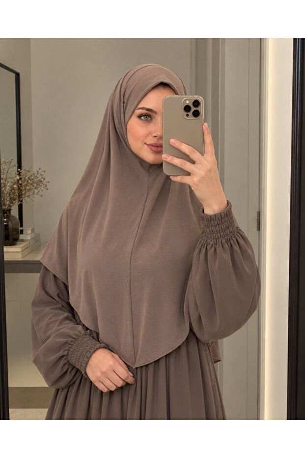 Malaysian Model Sandy Ready Hijab Khimar Scarf Hajj Umrah Prayer Suitable for Daily Use Mink