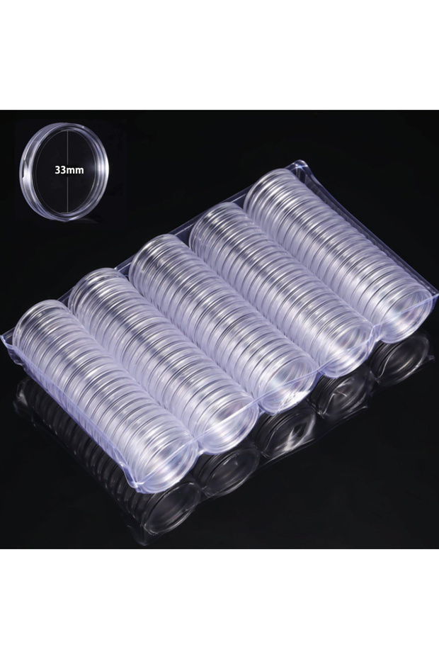 33mm x100pcs 10-100pcs 21/23/25--45mm Coinning Capsules Storage Box Clear Plastic Coinning Cases Hol