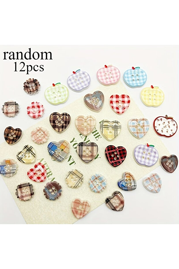 12pcs 12 Retro Checkered Button Decorated Novel Fridge Magnets, Suitable for Home Use, Refrigerator