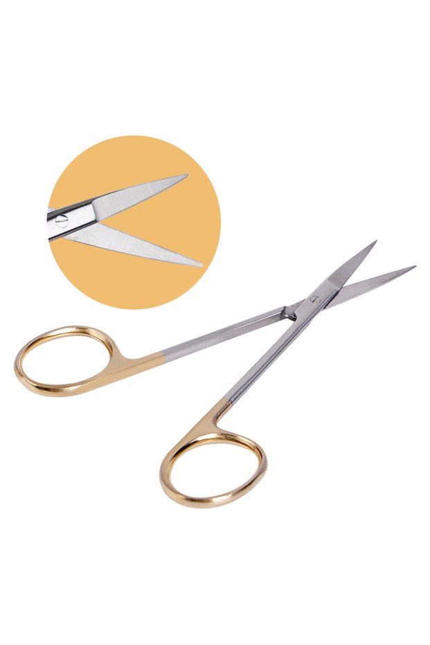 1pc Straight tip Dental Stainless Steel Medical Surgical Scissors Straight / Curved Tip Gold Plated