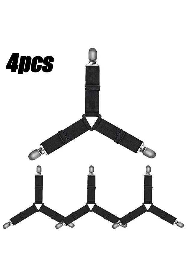 Black(4Pcs) 8/4Pcs/Set Adjustable Bed Sheet Grippers Belt Fastener Bed Sheet Clips Mattress Cover Bl