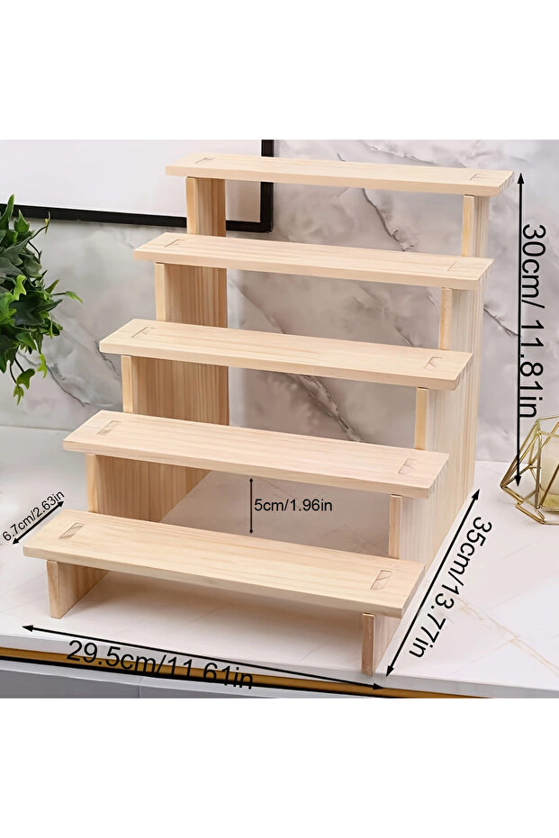 5 Layer Wooden Display Rack, Perfume, Cosmetics Storage Rack, Jewelry Rack, for Party Decoration, Co