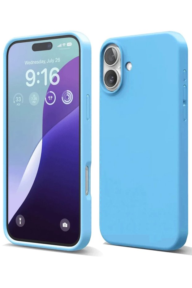 Apple iPhone 16 Plus Compatible Case with Velvet Silicone Inside - Blue