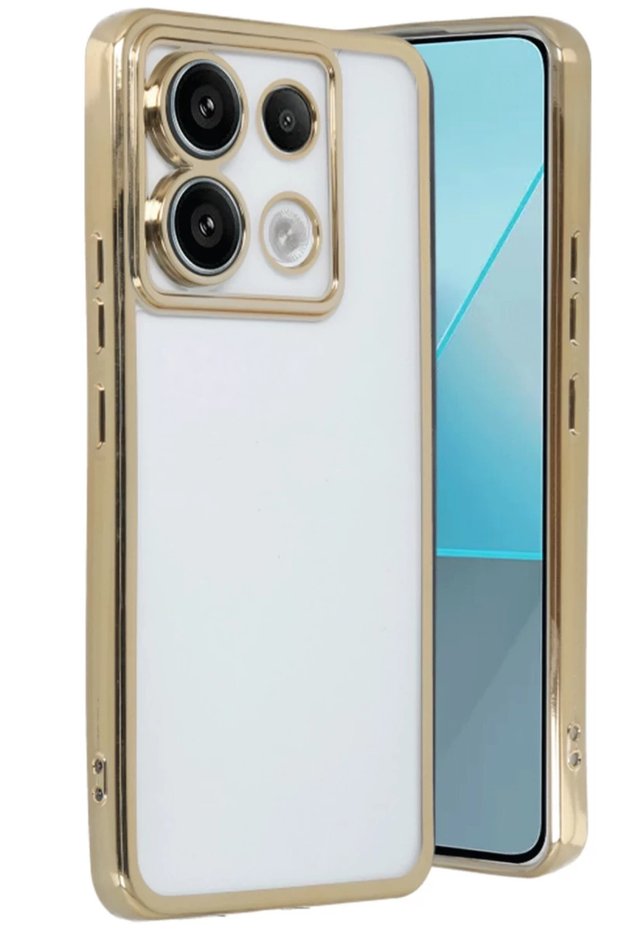 حافظة سيليكون متوافقة مع هاتف Xiaomi Poco X6 مع عدسة - ذهبي