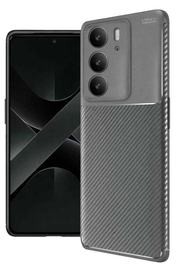 غطاء كربوني متوافق مع Realme C75 4G مع تركيز تلقائي - رمادي