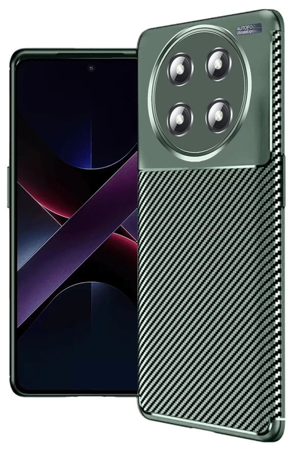 غطاء متوافق مع هاتف Honor Magic 7 Lite، غطاء كربوني بتركيز تلقائي - أخضر داكن