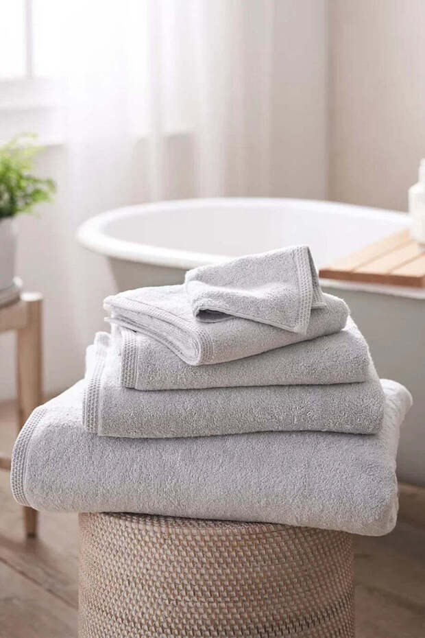 Waffle Edge Spa Bamboo Blended Bath Towel - Gray, 100X 150 cm
