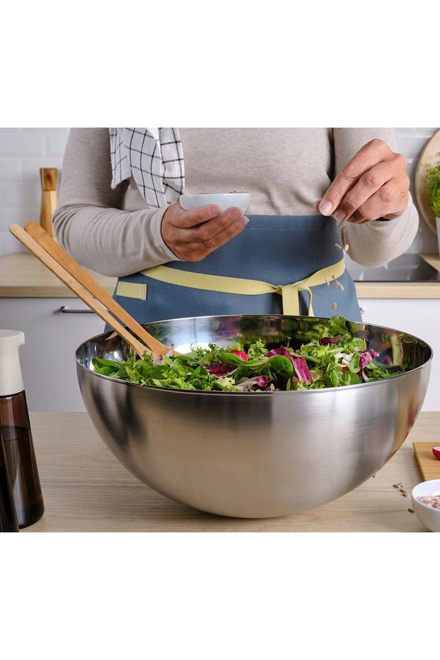Stainless Steel 36 cm Large Serving Bowl Round Mixing Bowl Container Salad Presentation Bowl