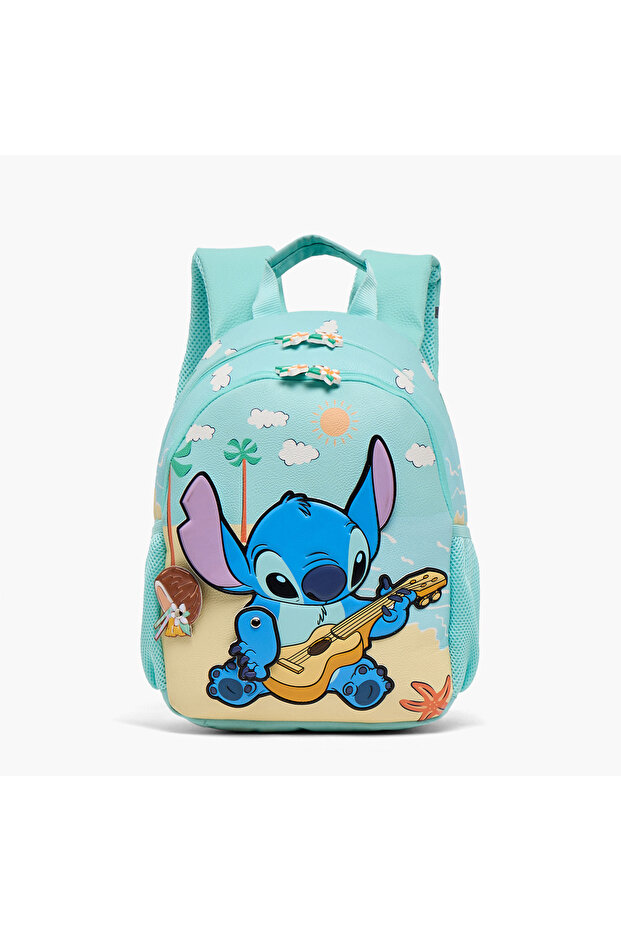 Stitch Print Backpack for Girls 3-5 Years with Padded Straps - 14 inches