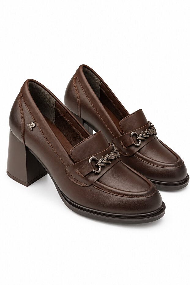 Women's Genuine Leather Brown Orthopedic Casual Shoes Vs2453407