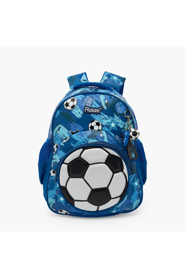 Football Print Backpack for Boys 5-8 Years with Padded Adjustable Straps