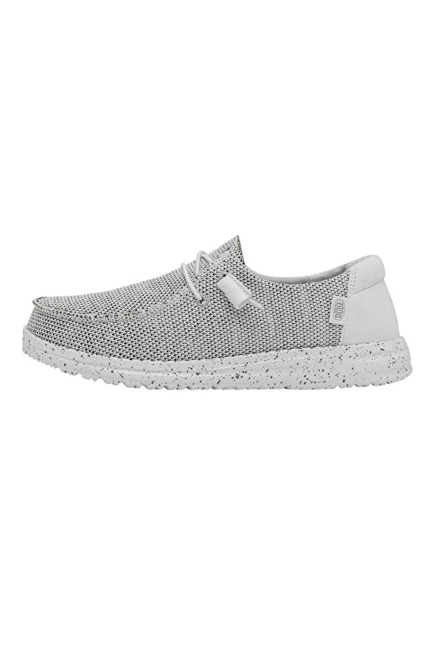 HEYDUDE Womens Wendy Sox Slip On Shoe, Stone White Size 8 Textile Upper Lightweight Loafer With Sock Like Fit And Flexible Outsole